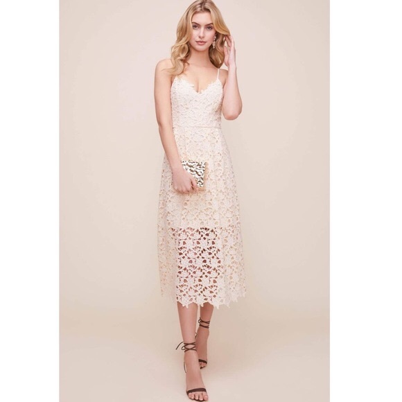 Astr the Label - Lace Midi Dress in L - NWT - Buttercream - Picture 1 of 9
